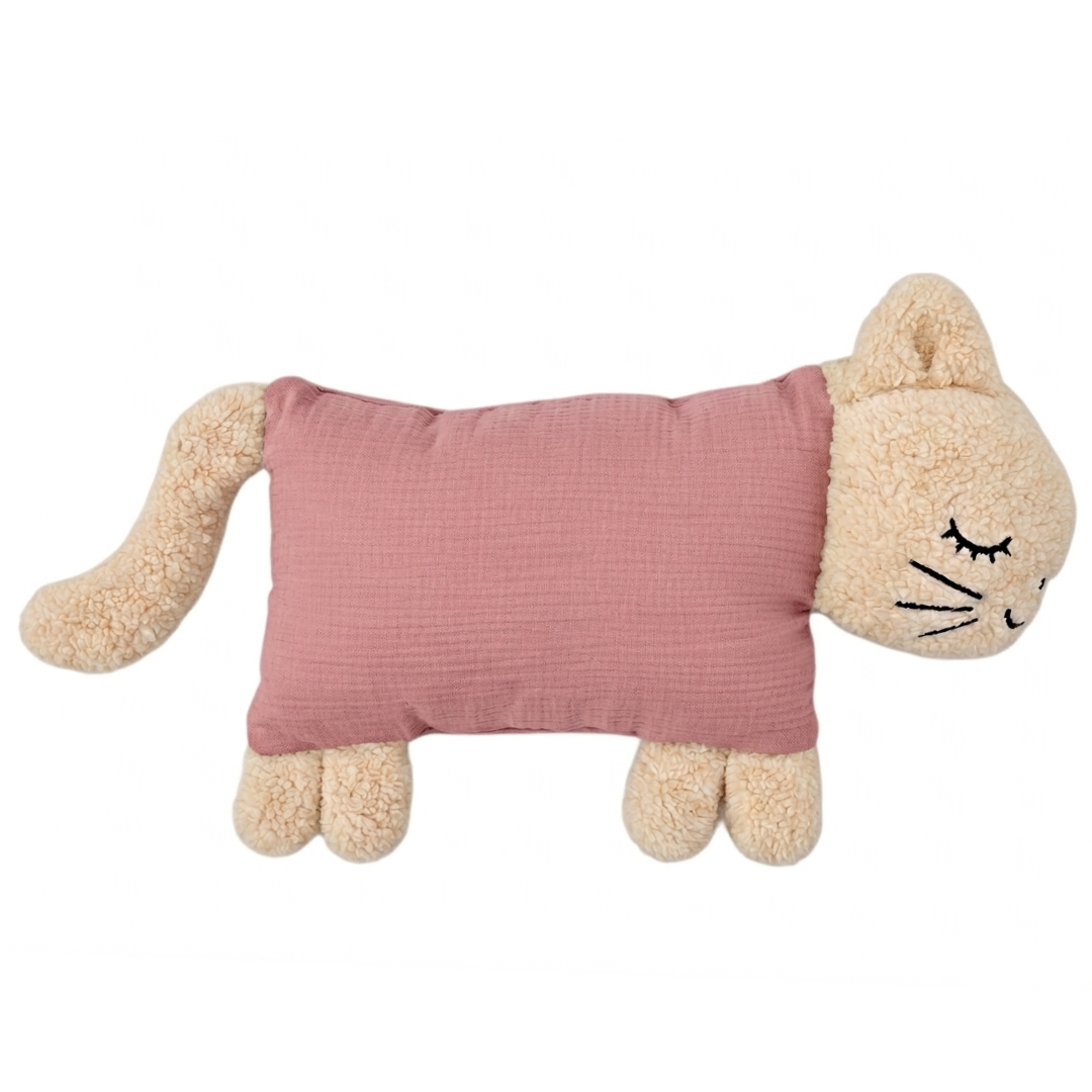 Kuschelkatze in Altrosa – Musselin-Kuscheltier mit Merinowolle von Die Gräfin