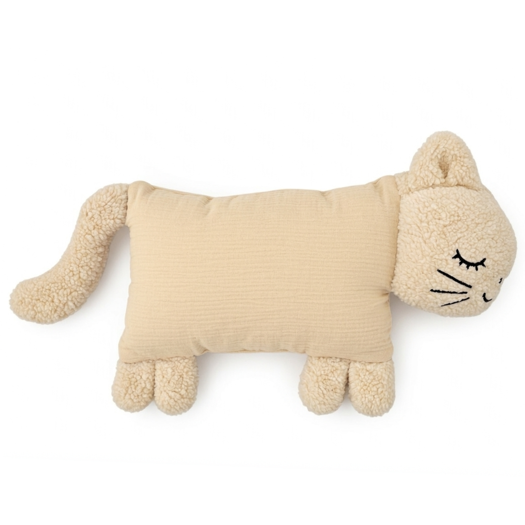 Kuschelkatze in Natural – Musselin-Kuscheltier mit Merinowolle von Die Gräfin