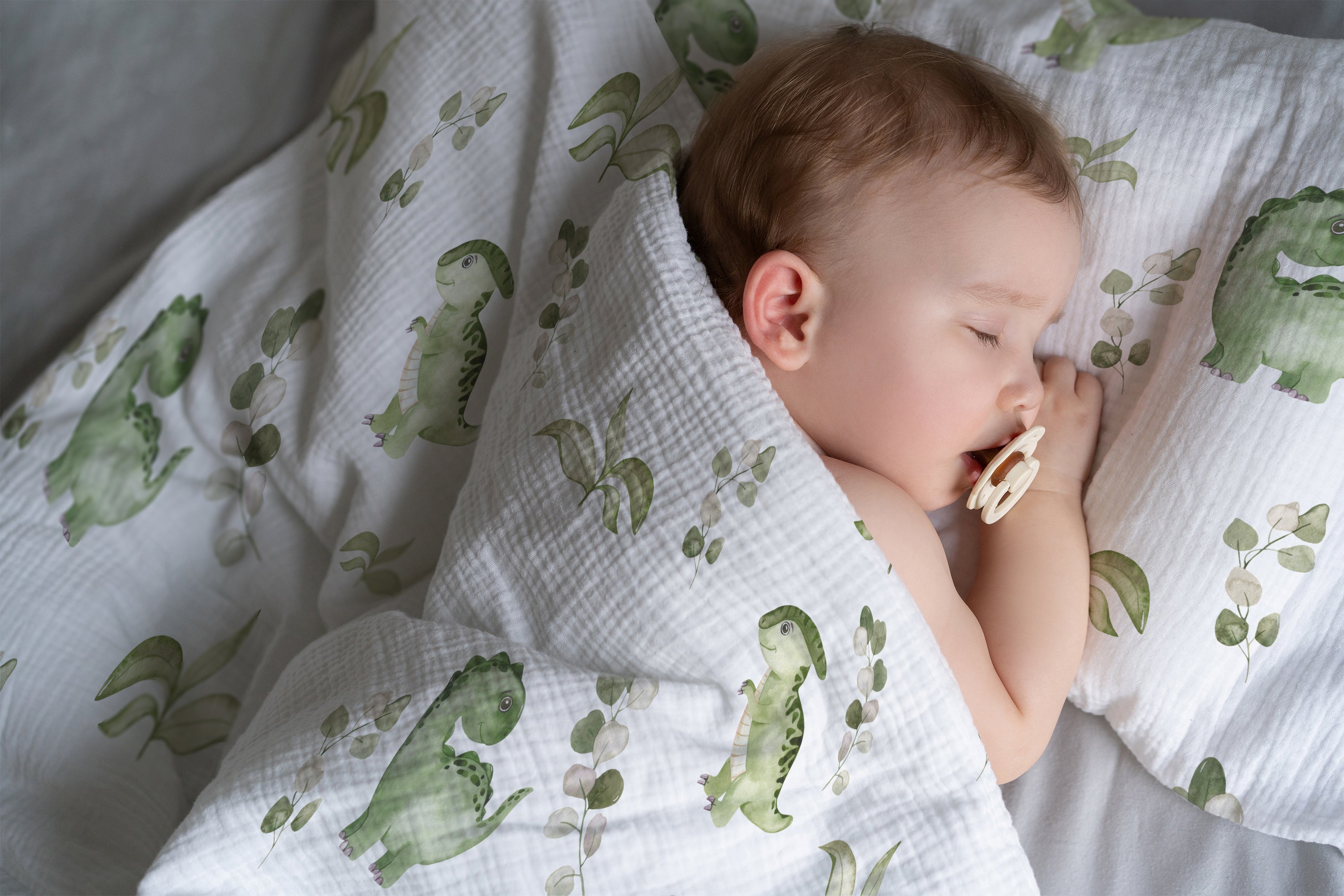 “Eukalyptus Dinos” Premium Kinderbettwäsche