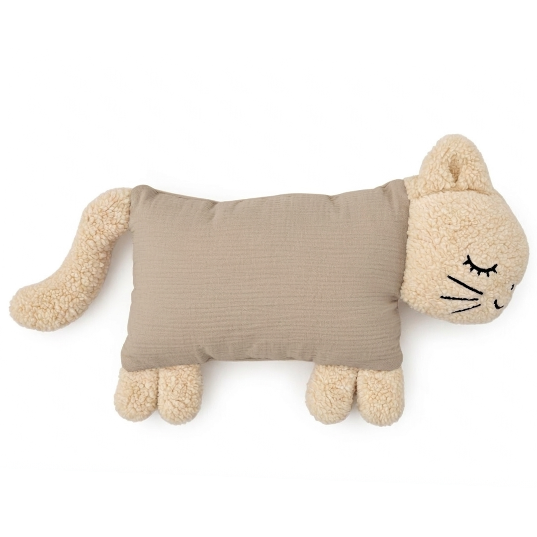 Kuschelkatze in Beige – Musselin-Kuscheltier mit Merinowolle von Die Gräfin